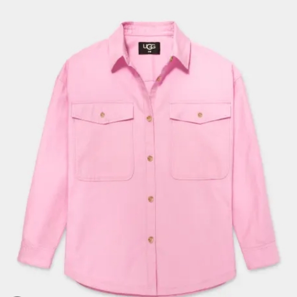 UGG Kimya Cargo Pocket Long Sleeve Large Jean Jacket Button Shirt Women's L NEW - Picture 3 of 13